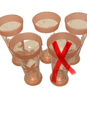 Ocean Thailand Iced Tea/cocktail Etched Glasses Pink Vintage. Set of 4